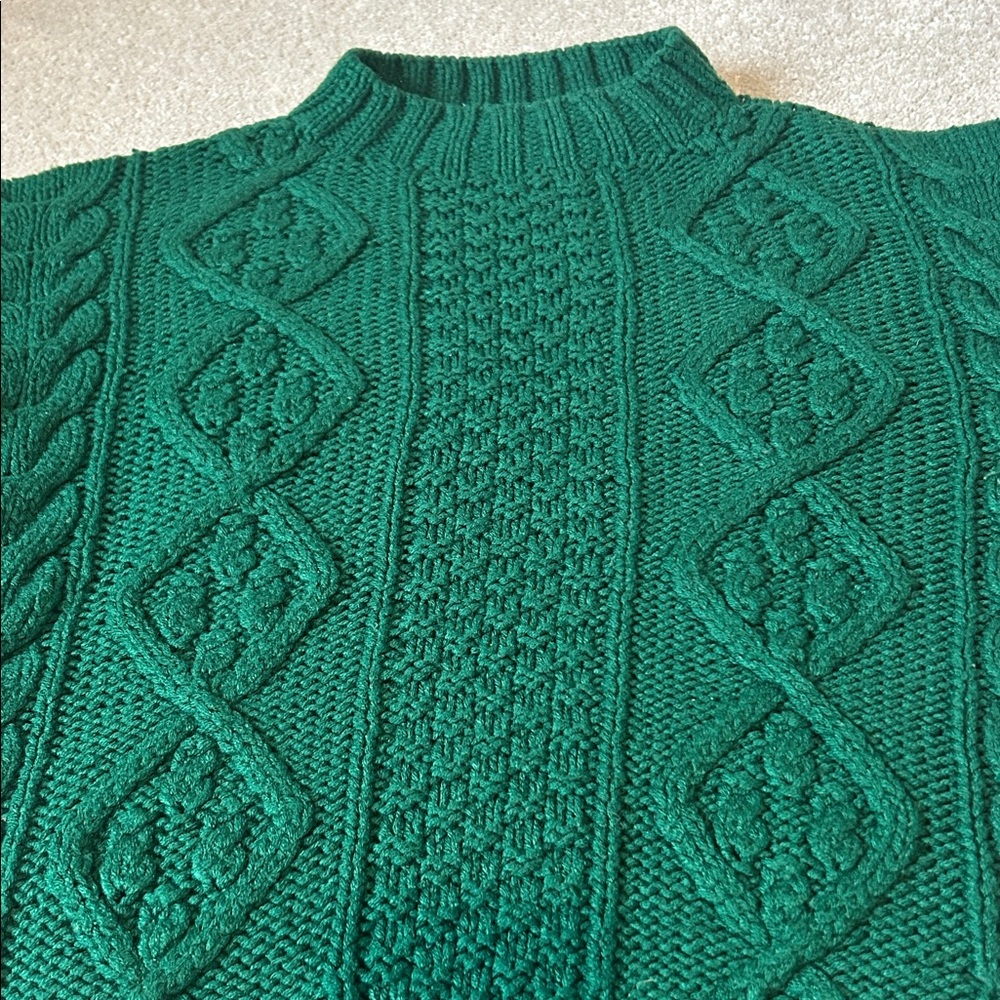 Vintage Karuba Emerald Green Chunky Cable Knit Sweater - Size Small - Picture 7 of 7